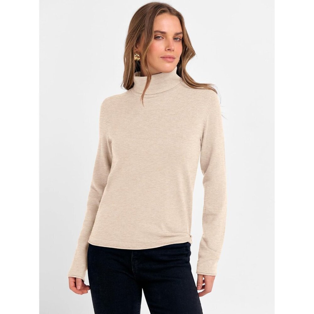 Womens Turtleneck Sweater Knit Long Sleeve Casual Light Lightweight Pullover - Picture 3 of 6